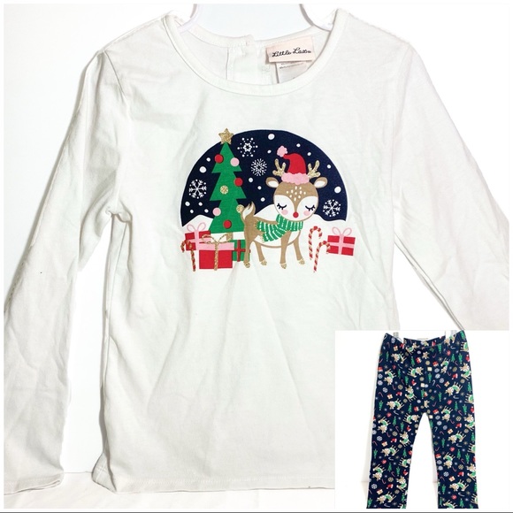 Girls Reindeer Christmas Matching Set Size 6